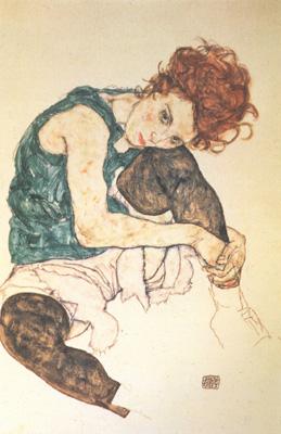 Egon Schiele Seated Woman with Bent Knee (nn03) oil painting picture